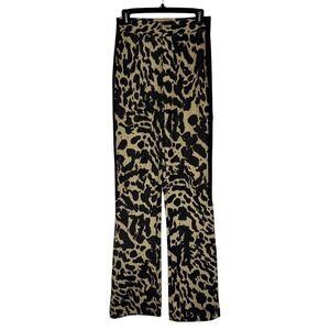 Miia Animal Print Flare‎ Leg Pants with Side Stripe Womens Trendy Fashion